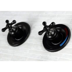 Online Vintage Twin Handles Tub Shower Faucet in Matte Black Tub & Shower Sets