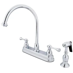 Discount Vintage Two Handle 8" Kitchen Faucet with Brass Sprayer Faucets With Side Spray