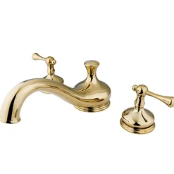 Outlet Vintage Two Handle Roman Tub Filler in Polished Brass Tub Faucets