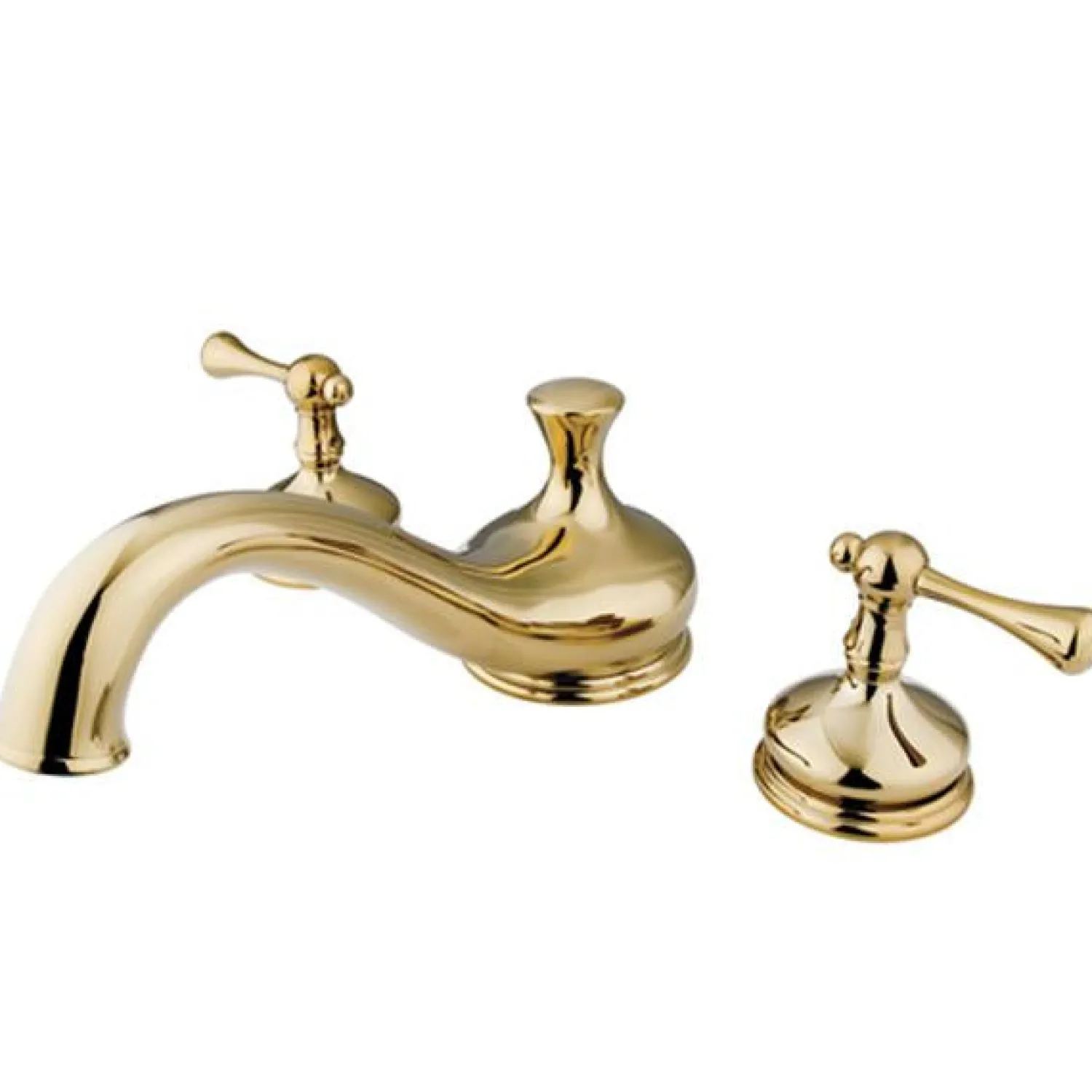Outlet Vintage Two Handle Roman Tub Filler in Polished Brass Tub Faucets