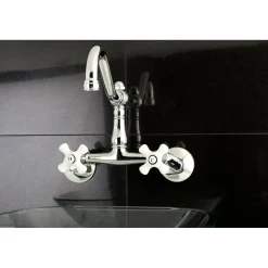 Clearance Vintage Wall Mount 6-Inch Adjustable Center Kitchen Faucet Wall Mounted Kitchen Faucets