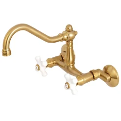 Clearance Vintage Wall Mount 6-Inch Adjustable Center Kitchen Faucet Wall Mounted Kitchen Faucets