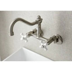 Clearance Vintage Wall Mount 6-Inch Adjustable Center Kitchen Faucet Wall Mounted Kitchen Faucets