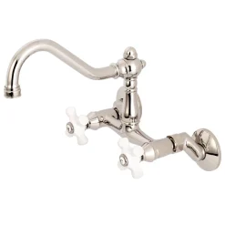 Clearance Vintage Wall Mount 6-Inch Adjustable Center Kitchen Faucet Wall Mounted Kitchen Faucets