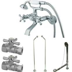Clearance Vintage Wall Mount Clawfoot Tub Faucet Package with Offset Supply Lines Tub Faucets
