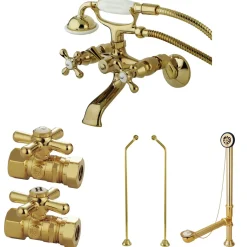 Clearance Vintage Wall Mount Clawfoot Tub Faucet Package with Offset Supply Lines Tub Faucets