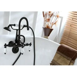 New Vintage Wall Mount Clawfoot Brass Tub Filler with Hand Shower Tub Faucets
