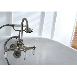 New Vintage Wall Mount Clawfoot Brass Tub Filler with Hand Shower Tub Faucets