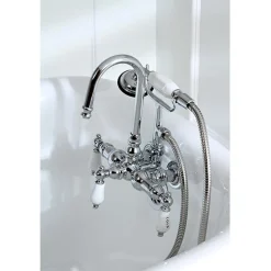 New Vintage Wall Mount Clawfoot Brass Tub Filler with Hand Shower Tub Faucets