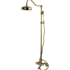 Discount Vintage Wall Mount Clawfoot Tub and Shower Package in Polished Brass Tub Faucets