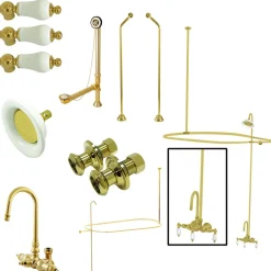 Vintage Wall Mount Gooseneck Clawfoot Tub Faucet Package Tub Faucets