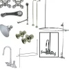 Online Vintage Wall Mount High Rise Clawfoot Tub and Shower Package with Porcelain Lever Handles in Polished Chrome Tub Faucets