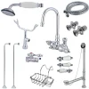 New Vintage Wall Mount Gooseneck Clawfoot Tub Filler with Shower Mixer Kit in Polished Chrome Tub Faucets