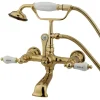 Online Vintage Wall Mount Clawfoot Brass Tub Filler Faucet with Hand Shower Tub Faucets