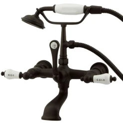 Online Vintage Wall Mount Clawfoot Brass Tub Filler Faucet with Hand Shower Tub Faucets