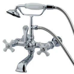 Sale Vintage Wall Mount 7" Spread Classic Clawfoot Tub Filler Faucet with Hand Shower Tub Faucets