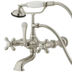 Best Vintage Wall Mount 7" Spread Clawfoot Tub Filler Faucet with Hand Shower Tub Faucets
