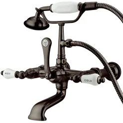 Vintage Wall Mount Clawfoot Tub Filler Faucet with 7" Spread and Hand Shower Tub Faucets