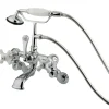 Hot Vintage Wall Mount Adjustable 3-3/8" - 10" Center Clawfoot Brass Tub Filler with Hand Shower Tub Faucets