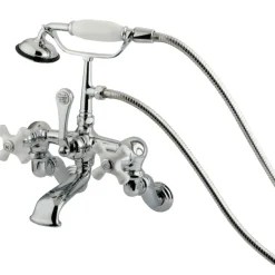 Hot Vintage Wall Mount Adjustable 3-3/8" - 10" Center Clawfoot Brass Tub Filler with Hand Shower Tub Faucets