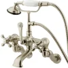 Hot Vintage Wall Mount Adjustable 3-3/8" - 10" Center Brass Clawfoot Tub Filler with Hand Shower Tub Faucets