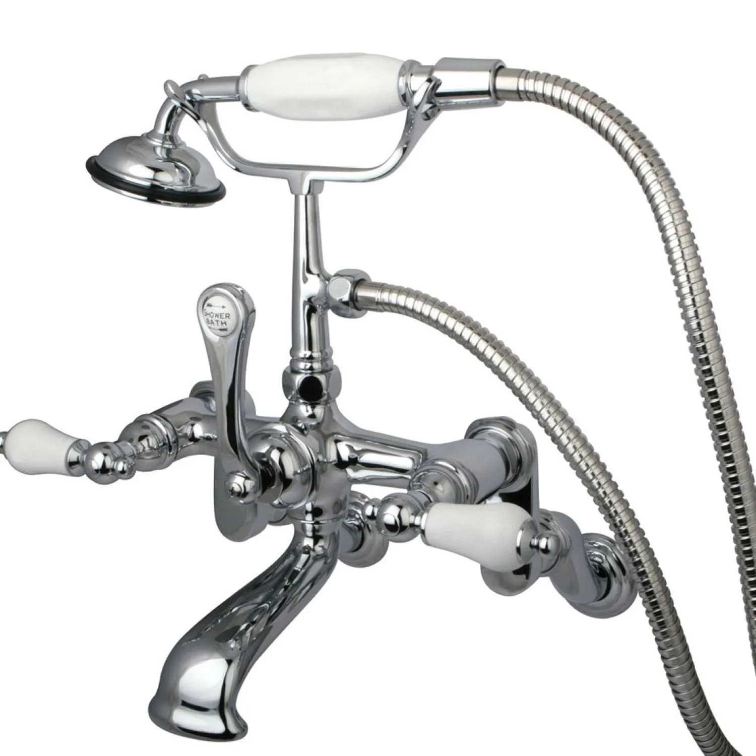 Hot Vintage Wall Mount Adjustable 3-3/8" - 10" Center Classic Clawfoot Tub Filler with Hand Shower Tub Faucets