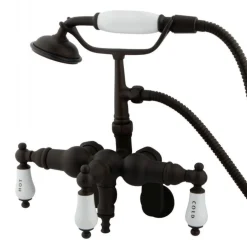 Vintage Wall Mount Adjustable 3-3/8" - 9" Center Clawfoot Tub Filler with Hand Shower Tub Faucets