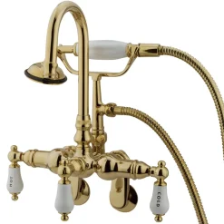 Outlet Vintage Wall Mount 3-3/8" - 9" Adjustable Center Clawfoot Tub Filler with Hand Shower Tub Faucets