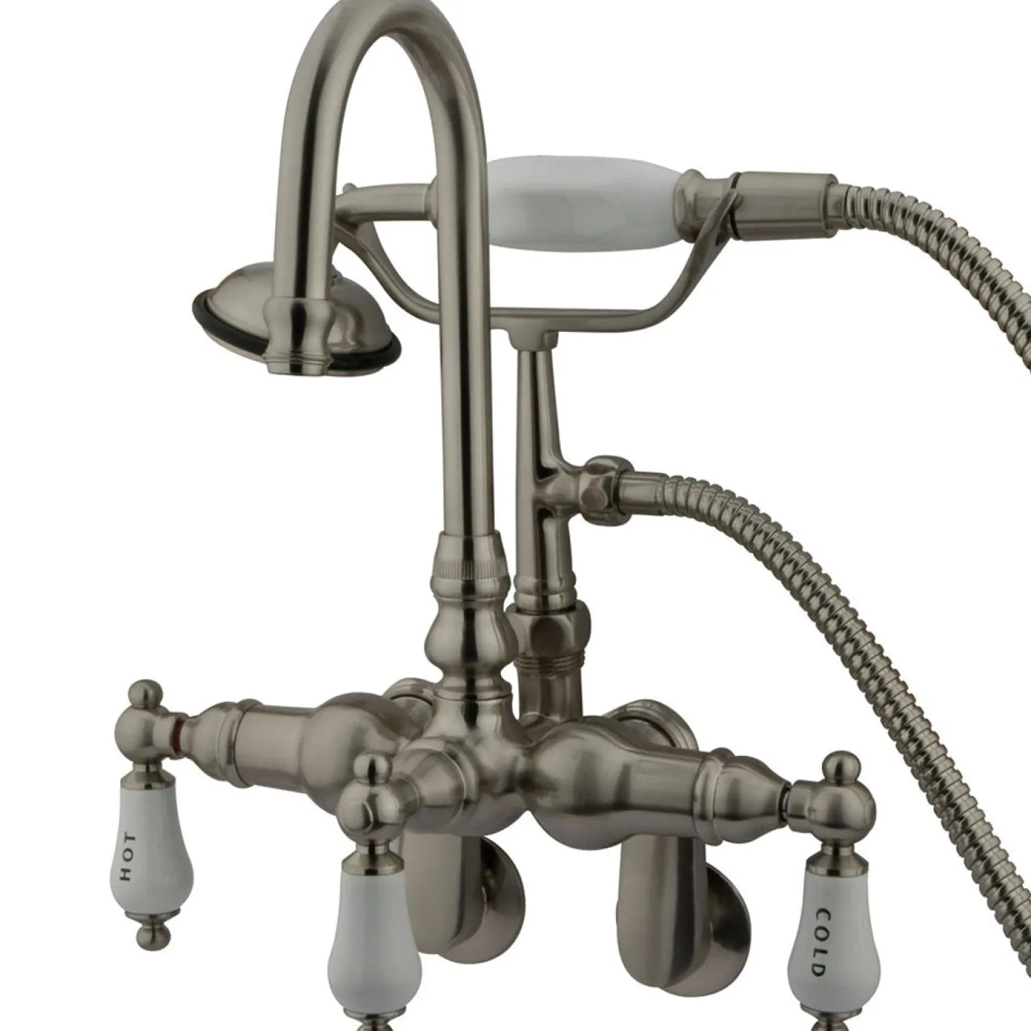 Outlet Vintage Wall Mount 3-3/8" - 9" Adjustable Center Clawfoot Tub Filler with Hand Shower Tub Faucets