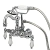 Sale Vintage 3-3/8" Wall Mount Clawfoot Tub Filler with Hand Shower in Polished Chrome Tub Faucets