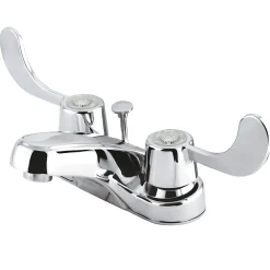 Discount Vista Handle 4" Centerset Lavatory Faucet with Brass Pop-up 4" Center Set
