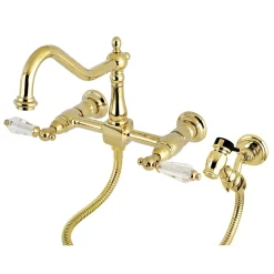 Clearance Wall Mount 8" Centerset Kitchen Faucet with Brass Sprayer Wall Mounted Kitchen Faucets