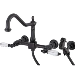 Clearance Wall Mount 8" Centerset Kitchen Faucet with Brass Sprayer Wall Mounted Kitchen Faucets