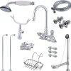 Hot Wall Mount Clawfoot Tub Faucet Package with Supply Line in Polished Chrome Tub Faucets