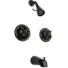 Best Water Onyx NB660AX Twin Cross Handle Pressure Balanced Tub and Shower Faucet with Volume Control Tub & Shower Sets