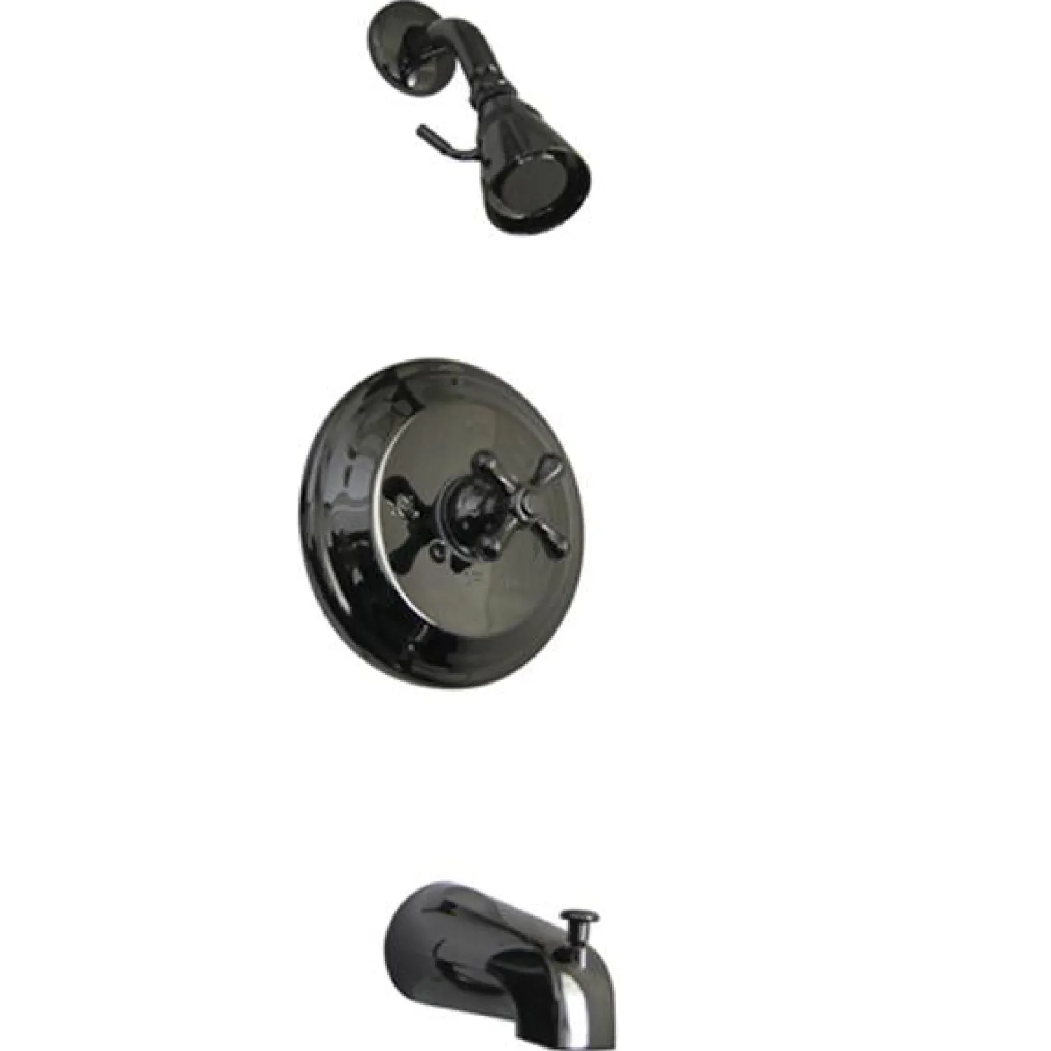 Water Onyx NB3630AX Pressure Balanced Tub and Shower Faucet with Metal Cross Handle Tub & Shower Sets