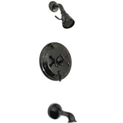 Best Water Onyx NB36300AX Pressure Balanced Tub and Shower faucet with Metal Cross Handle and Vintage Spout Tub & Shower Sets