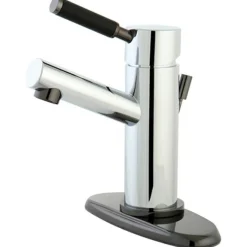 Hot Water Onyx Single Lever Lavatory Faucet with Brass Pop Up 4" Center Set