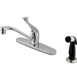 Hot Water Saving Chatham Centerset Kitchen Faucet with Single Lever Handle and Black Side Sprayer Faucets With Side Spray