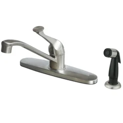 Hot Water Saving Chatham Centerset Kitchen Faucet with Single Lever Handle and Black Side Sprayer Faucets With Side Spray