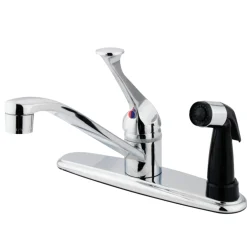Hot Water Saving Chatham Centerset Kitchen Faucet with Single Lever Handle and Black Deck Sprayer Faucets With Side Spray