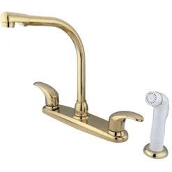 Water Saving Legacy Centerset High Arch Spout Kitchen Faucet with White Sprayer Faucets With Side Spray