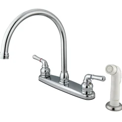 Hot Water Saving Magellan Centerset Kitchen Faucet with White Sprayer Faucets With Side Spray