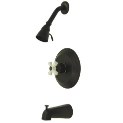 New Water Saving Restoration Tub and Shower Faucet with Porcelain Cross Handles Tub & Shower Sets