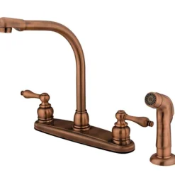 Online Water Saving Victorian High Arch Kitchen Faucet with Sprayer and Lever Handles Faucets With Side Spray
