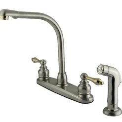 Online Water Saving Victorian High Arch Kitchen Faucet with Sprayer and Lever Handles Faucets With Side Spray