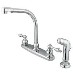 Online Water Saving Victorian High Arch Kitchen Faucet with Sprayer and Lever Handles Faucets With Side Spray