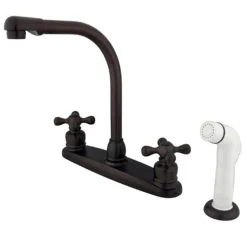 New Water Saving Victorian High Arch Kitchen Faucet with Sprayer and Cross Handles Faucets With Side Spray