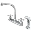 Online Water Saving Victorian High Arch Kitchen Faucet with Cross Handles and Matching Side Sprayer Faucets With Side Spray