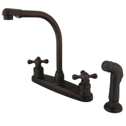 Online Water Saving Victorian High Arch Kitchen Faucet with Cross Handles and Matching Side Sprayer Faucets With Side Spray